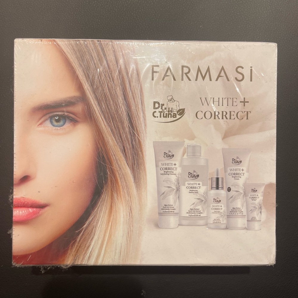 White and correct. 5 products included.From Dr C Tuna. Product of Turkey. Sealed